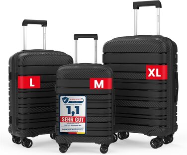 Велика валіза GENTOR на колесах 64x44x24 см Легка валіза на візках з жорсткою оболонкою та замком TSA Велика дорожня валіза з жорсткою оболонкою для подорожей та відпусток Чорна