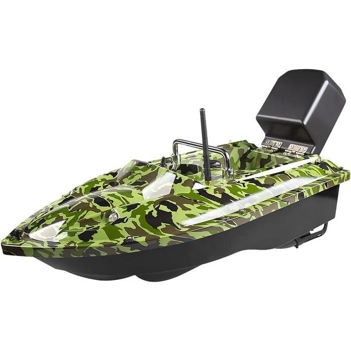 Метровий човен з наживкою. Човен із дистанційним керуванням. Човен із дистанційним керуванням. Човен із наживкою. Подвійний моторний ехолот із завантаженням 1,5 кг із датчиком ехолота. Подарунки рибалці для риболовлі на коропа (камуфляжний човен із ехолот