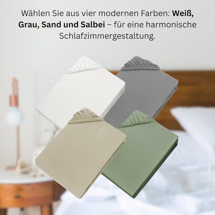 Простирадло на резинці 180x200 см Зелене до 200x200 см - Розкішне простирадло на резинці з бавовняного трикотажу, сертифіковане Oeko-Tex - для матраців до 30 см та ліжок з пружинним блоком - Простирадло для ліжка розміру King 180 x 200 см - 210 x 220 см З