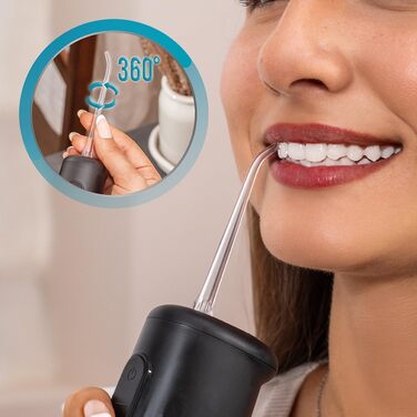 Імпульсів/хв, 90 PSI, резервуар 250 мл, 4 режими, 8 насадок (вкл. ортодонтична/пародонтальна/для язика), поворот на 360, IPX7, компактний та легкий., 1600