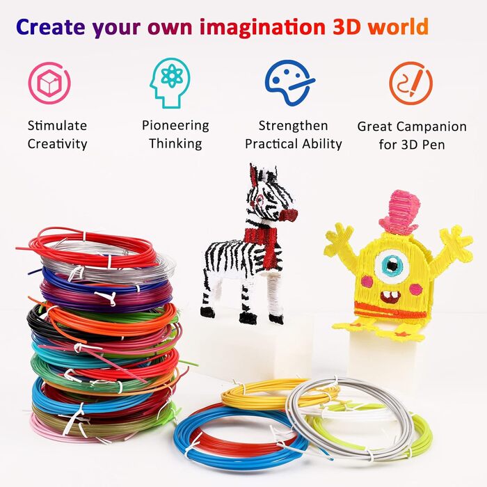 Мм 3D Pen Filament PLA Заправки 30 кольорів, кожен колір 3 метри, Заправки для плавного друку для 3D ручки принтера, 1,75