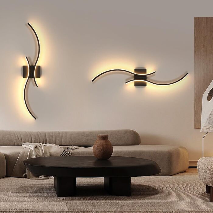 Світлодіодний настінний світильник Comely, диммований, 32 Вт, креативна довга лампа (80 см), чорний