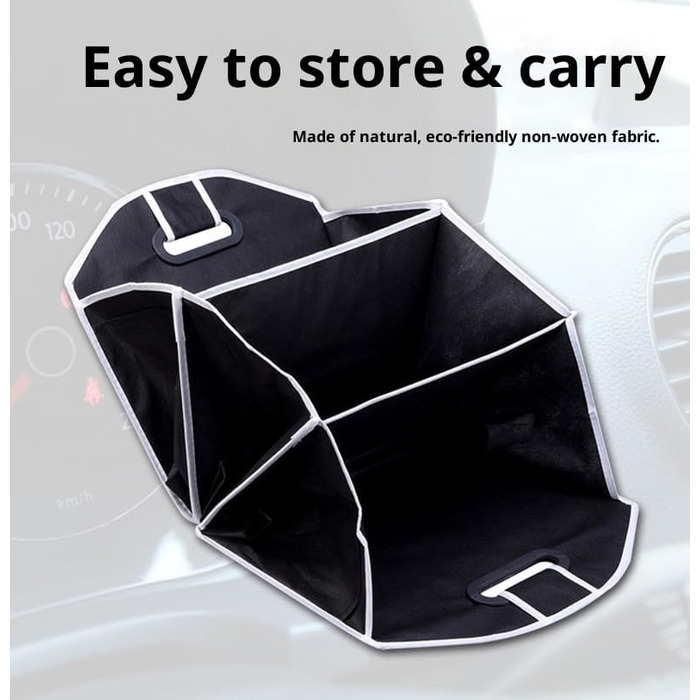 Органайзер для багажника, складаний контейнер для зберігання, з роздільними відсіками, вбудованими ручками, компактний дизайн, міцна тканина для автомобіля, дому, організації, подорожей, продуктів харчування