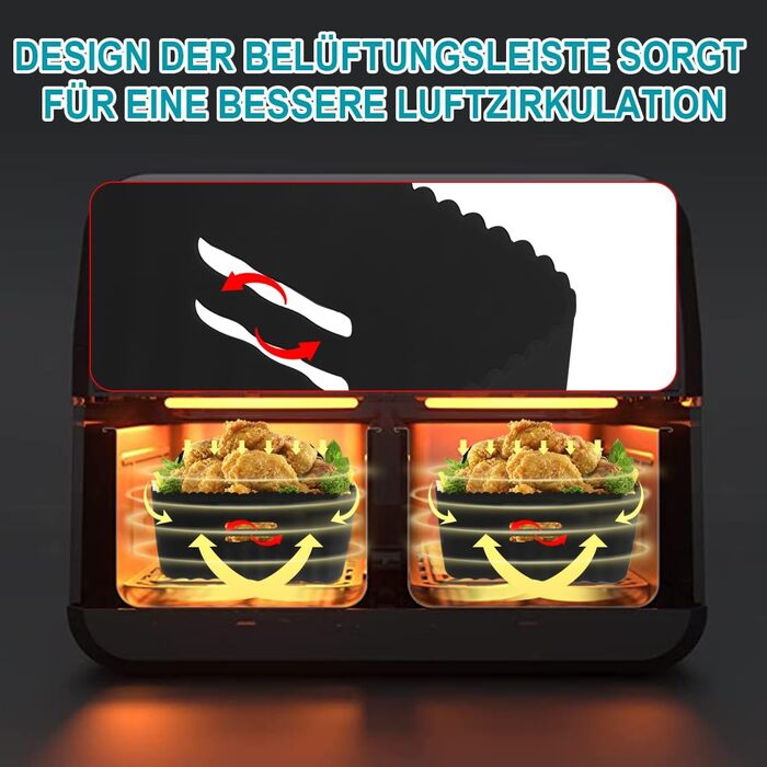 Аксесуари для аерофритюрниці, Аксесуари для фритюрниці з силіконовою формою для Ninja Foodi AF300EU 7.6 л, Cecotec LLIVEKIT 9 Л, PARIS RHNE 9.5 Л та інші аксесуари для двозонної фритюрниці, аксесуари для фритюрниці, 5 шт.