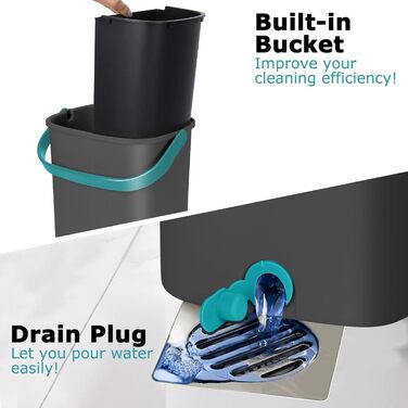 Набір швабр для підлоги Masthome з відром,Набір швабр з відром 2 в 1,Набір швабр для підлоги та 6 насадок з мікрофібри,Набір швабр