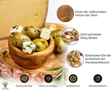 Високоякісні міні-миски для занурення з ексклюзивного оливкового дерева - соусниці - маленька середземноморська миска для оливок і