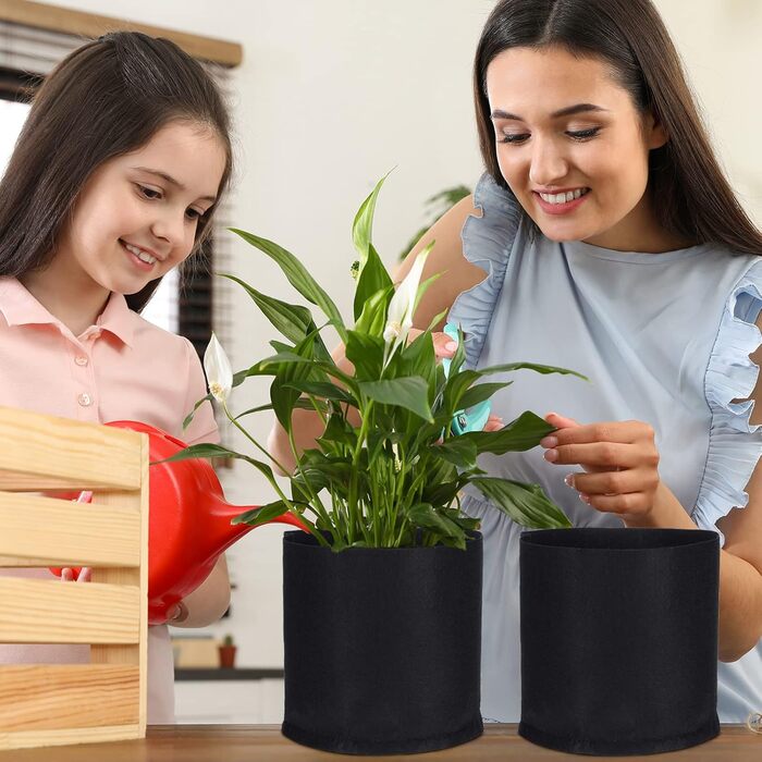 Мішки для рослин Zubebe на 60 предметів, садові мішки на вагу, вентильовані горщики для вирощування, міцні горщики для рослин з потовщеної нетканої тканини, чорні контейнери для картоплі, помідорів, овочів, квітів, фруктів (5 галонів)