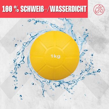 Медичний м&39яч Тверда гума Доступний вагою 1 кг, 2 кг, 3 кг, 4 кг та 5 кг. Жовтий - 1 кг