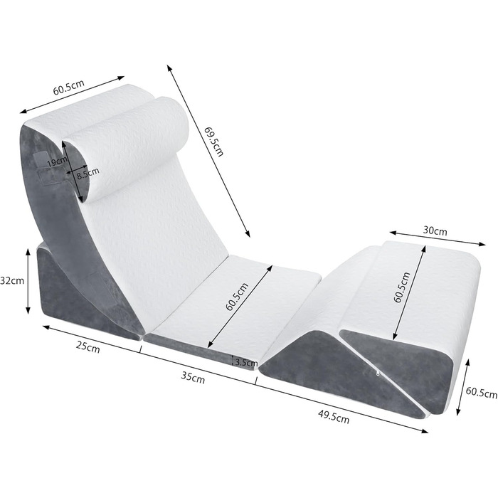 Комплект із 6 клиноподібних подушок Jolitac, клиноподібна подушка для ліжка, подушка з піни з ефектом пам&39яті для читання, подушка для підтримки спини, подушка для ніг для релаксації, ергономічна для сидіння, читання, болю в спині, болю в ногах для ліжк