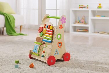 Іграшка для ходьби EverEarth, виготовлена з екологічно чистої деревини Сприяє розвитку ходьби та моторики у малюків Зручна для дітей іграшка з безпечними фарбами на водній основі EE30949