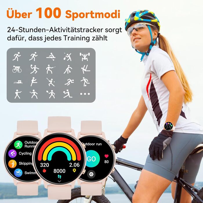 Розумний годинник Hwagol для жінок та чоловіків, 1,39-дюймовий сенсорний смарт-годинник із Bluetooth-дзвінками, годинник із понад 140 спортивними режимами, монітор SpO2, монітор серцевого ритму, монітор сну, крокомір, наручний годинник для iOS та Android,