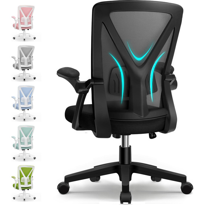 Офісне крісло Airchros,Стілець настільний,Крісло офісне ергономічне зі складними підлокітниками,Регульована поперекова опора,Повор