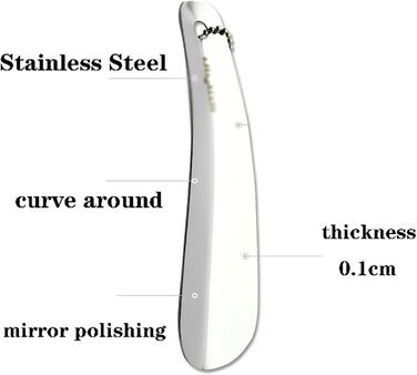 Ріжк для взуття з довгою ручкою 6,3 дюйма, міні-ріжк для взуття, легкий, з нержавіючої сталі, для літніх людей, чоловіків, жінок, дітей або дорослих