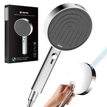 Економна душова лійка високого тиску, 7 режимів струменя з верхнім розпилювачем, велика ручна лійка 135 мм, душова лійка з функцією захисту від накипу, хромована