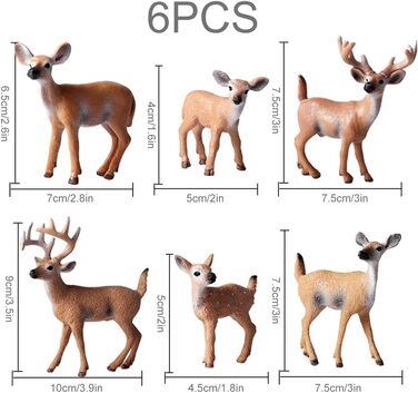 Набір фігурок тварин Frgasgds, 6 шт., колекція оленів