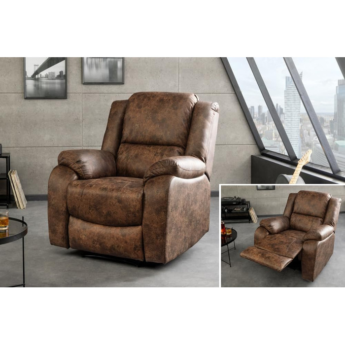 Зручне кінокрісло Riess Ambiente Hollywood Cinema - Антично-коричневий - Розкладне крісло зі штучної шкіри з регульованою спинкою, коричнева штучна шкіра