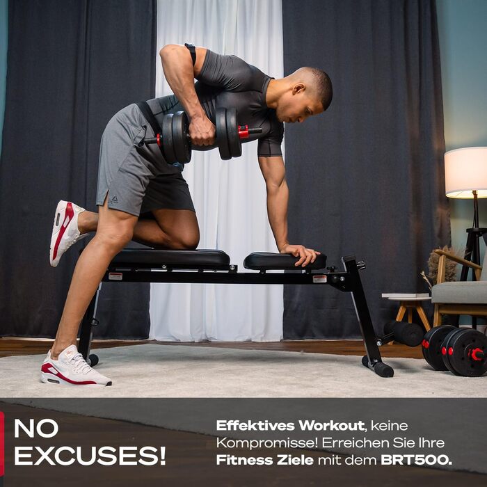 Силова лава Sportstech BRT500 для домашнього використання, регульована в 17 положеннях, похилий та горизонтальний варіанти, з підйомом ніг, складна, ручки для віджимань, вантажопідйомність 300 кг, тренування всього тіла, багатофункціональна фітнес-лава, ч