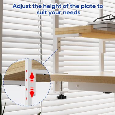 Високоякісна промислова настільна полиця для труб 40 см із 2 ярусами, міцний органайзер для подовження столу, сучасна настільна полиця (біла) з дерева