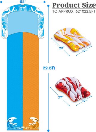 Водна гірка JOYIN 685,8 * 157,4 см з 2 дошками, дитяча водна гірка, літня іграшка з вбудованою системою поливу для садових і вуличних водних іграшок 685 см двосмугова