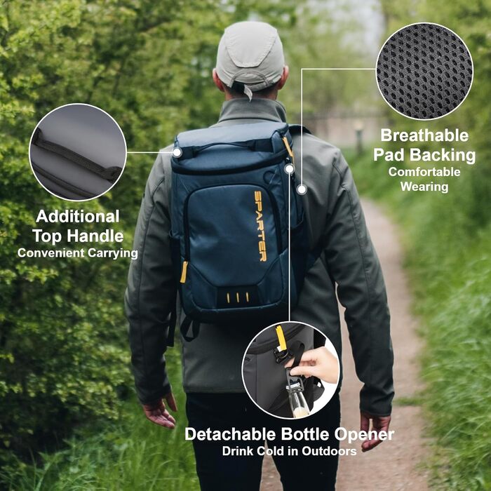 Рюкзак-холодильник SPARTER, ізольований, герметичний, 33 банки, водонепроникний, легкий, ізольований, скриня для льоду, портативна м&39яка сумка-холодильник для пляжу, подорожей, кемпінгу, обіду, темно-сірий, 33 банки