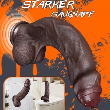 Великий анальний фалоімітатор Leyuto, силікон, XXL, з присоском, 24,5 см