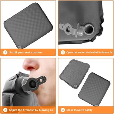 Надувна подушка для сидіння на вулиці, самонадувальна дорожня подушка, надлегка, водонепроникна, складна подушка для сидіння для кемпінгу, каякінгу, офісу, подорожей та автомобіля, 43x33 см