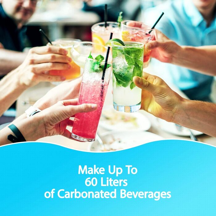 Циліндр 60 л для виробника газованої води, карбонатор преміум-класу, що загвинчується, сумісний із звичайними виробниками газованої води, SodaStream, Aarke тощо, 425 г перероблений різьбовий циліндр * Не для швидкого підключення, 2 шт., CO2