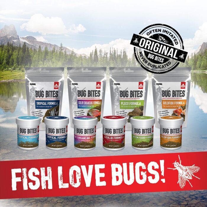 Корм для риб Fluval Bug Bites, з личинками комах, для тропічних риб, повільно тонучі гранули 1,4-1,6 мм, 1,7 кг