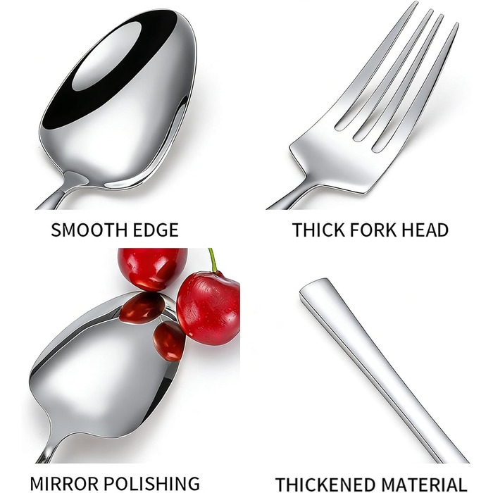 Набір столових приборів Багаторазові столові прибори, набір посуду з 16 предметів з нержавіючої сталі для дому, кухні, квартири, обідньої перерви, приготування їжі, обіду, подорожей, кемпінгу, їжі, стейку