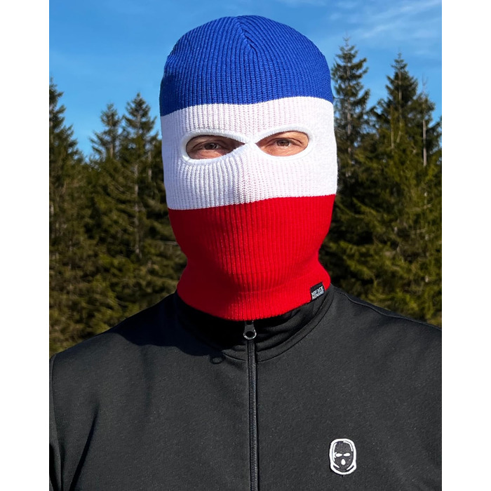 Шапка/Балконний Troublemaker 2 в 1 Синій Білий Червоний Смугастий Маска Шапка Балаклава Ультрас Лижні Хулігани