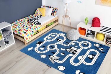 Дитячий килимок Petit для дитячої кімнати, ігрові килимки, дитяча кімната, міські вулиці синій 280x370 см