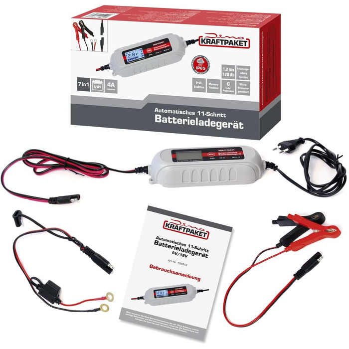 Інтелектуальний та автоматичний зарядний пристрій Dino KRAFTPAKET 4A-6V/12V Для свинцево-кислотних, GEL, старт/стоп EFB, AGM акуму