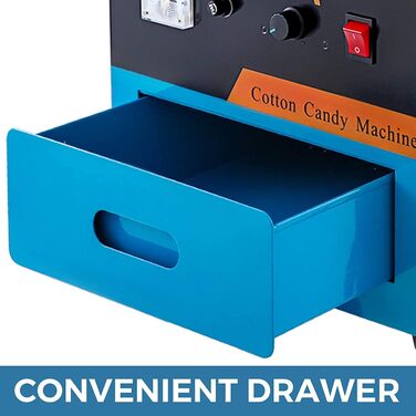Машина для виробництва солодкої вати VEVOR 1000 Вт Машина для виробництва солодкої вати Машина для дому без візка Гумова стрічка, лопата для цукру та вугільні щітки Синій