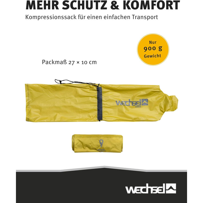 Килимок для сну Wechsel для трекінгу Coreo I 195 x 62 x 7,5 см I Термокилимок з системою подвійних повітряних камер I Теплоізоляційний кемпінговий килимок I Надувний матрац для кемпінгу, велоспорту, бушкрафту та трекінгу
