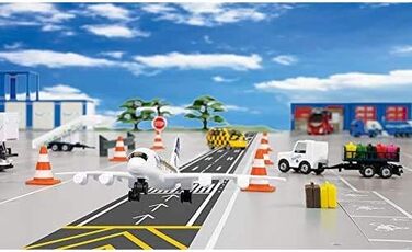 Набір для аеропорту, Метал/Пластик, Білий, Включає авіалайнер, кейтерінговий автомобіль, причіп з пасажирськими сходами, тягач для аеропорту, багажний причіп та 5-метрову стрічку для злітно-посадкової смуги, 6312