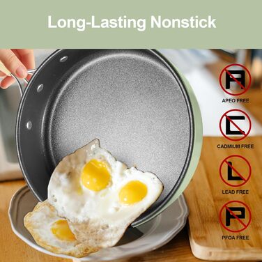 Набір посуду для кемпінгу Odoland з антипригарним покриттям, каструлями та сковорідками з чайником, мірним набором для посуду з нержавіючої сталі, чашками, тарілками, ножами, ложками, виделками для приготування їжі на свіжому повітрі, набір антипригарного