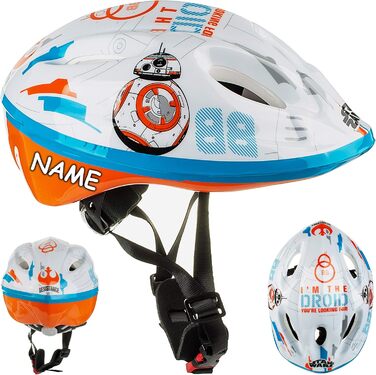 Дитячий шолом / велосипедний шолом - мотив для хлопчиків - розмір 52-56 - приблизно від 3 до 15 років - вкл. ім'я - розміри регулю