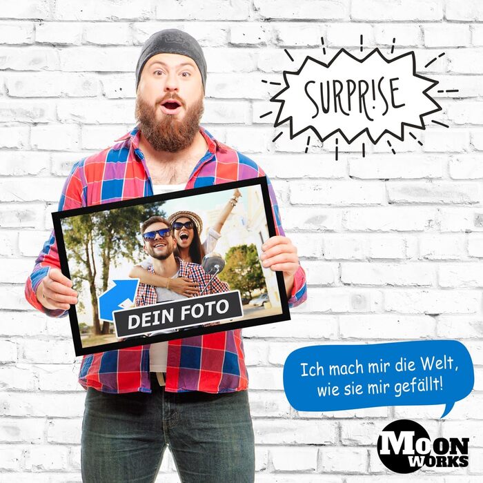 Персоналізований килимок для дверей MoonWorks з вашим власним фото, нековзний та миється, білий, 60x40 см