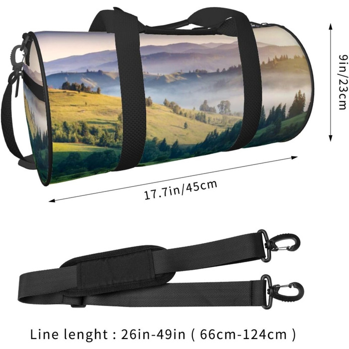 Спортивна сумка для подорожей Світанок, з принтом пейзажу, чорна, універсальний розмір