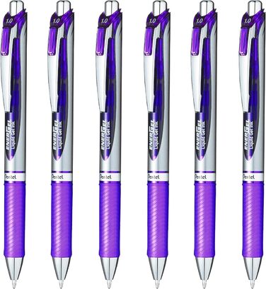 Гелева ручка Pentel EnerGel BL80, висувна, 1,0 мм, 54 перероблена, 9 шт. , фіолетове чорнило