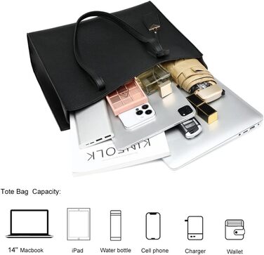 Жіноча сумка MORGLOVE Handbag Жіноча велика сумка шоппер Мода Школа Робота Дозвілля Ручка Сумка на блискавці (A-Black)