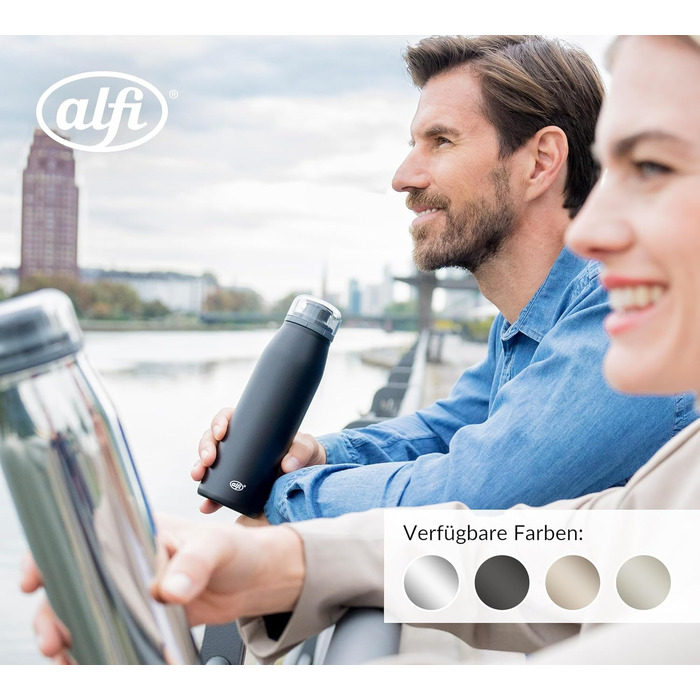 Пляшка alfi ISO 500 мл, золоте шампанське, ізольована пляшка з нержавіючої сталі, абсолютно герметична кришка, що закручується, зберігає напої гарячими 12 годин, холодними 24 години, підходить для газованих напоїв, без BPA, 500 мл золоте шампанське