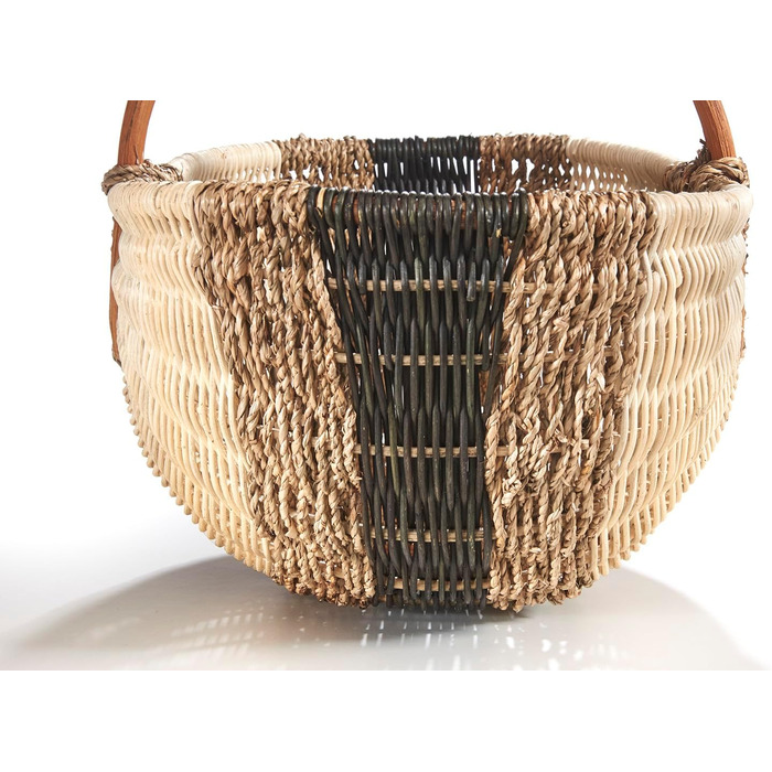 Кошик з ротанга Kobolo 49x334 см Бежевий Плетений кошик ручної роботи з ручками Міцний кошик для покупок з ротанга Класичний кошик для перенесення фермерських ринків, пікніків, домашнього використання, зберігання та декору