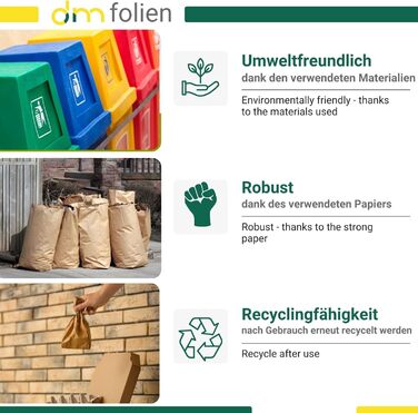 Пакети для біовідходів 120 літрів Коричневі паперові пакети для біовідходів Вологостійкі та стійкі до розривів пакети для компостованих відходів, садових відходів та органічних контейнерів Компостовані паперові пакети для відходів