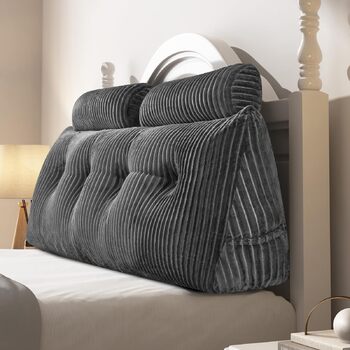 Велика клиноподібна подушка для спини, узголів&39я, трикутна подушка, подушка для читання, подушка для підтримки поперекового відділу хребта, підтримка талії, спинка, м&39який диван, кушетка, позиціонувальний ролик (сірий, 150 см) сірий 150*50*20 см