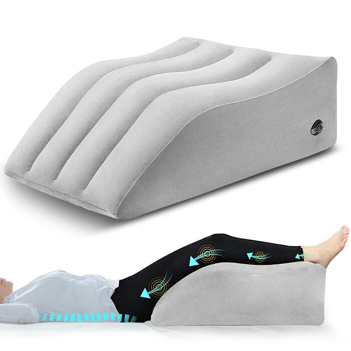 Подушка для підняття вен, надувна подушка для підняття ніг, зручна клиноподібна подушка для сну, покращує кровообіг, сіра, портативна