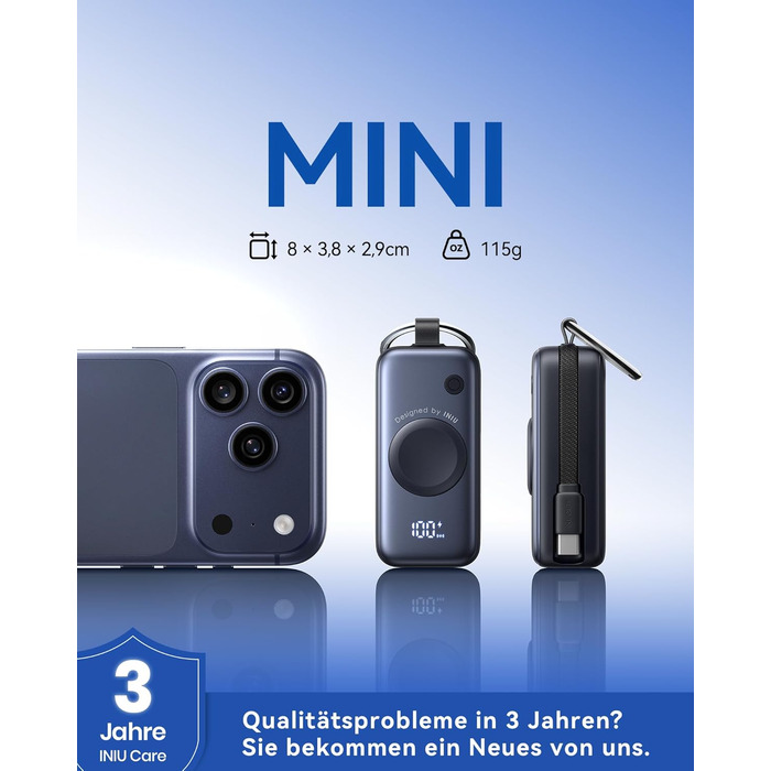 Міні-зовнішній зарядний пристрій для Apple Watch та iPhone з кабелем USB-C, портативні зовнішні акумулятори для телефону 5000 мАг 20 Вт PD, дорожні гаджети для Apple Watch Ultra 11 10 9 8 7 6 5 SE, iPhone 17 16 15 чорного кольору