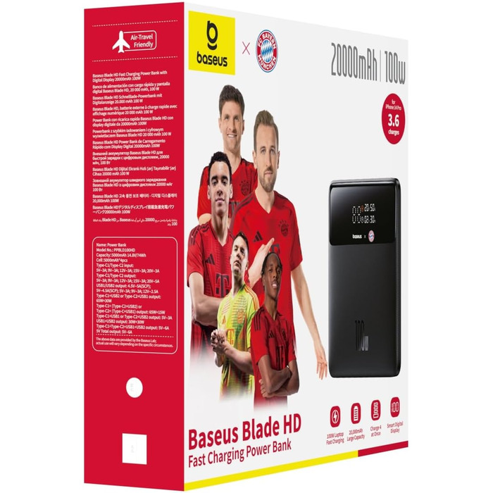 Зовнішній акумулятор QC 4.0 швидкий зарядний пристрій, Blade HD для ноутбуків, MacBook, iPad, iPhone 15, Switch, Steam Deck, Samsu