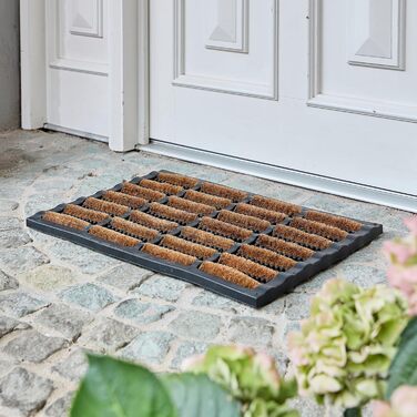 Нековзний килимок для вулиці - Килимок з гуми та кокосу - Килимок для вулиці 40x60 см - Міцний та всепогодний килимок з гуми та кокосу, 40 x 60 см (прямокутний), натуральний