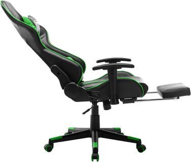 Ігрове крісло з підставкою для ніг, офісне крісло, ігрове крісло, письмове крісло, обертове крісло, чорно-зелена штучна шкіра